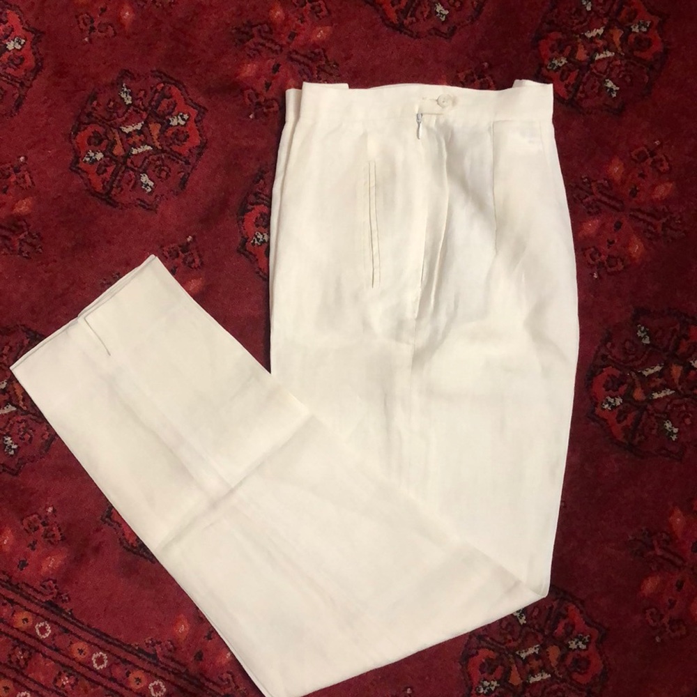 BELVEST WHITE LINEN PANTS SIZE 8 🇮🇹
